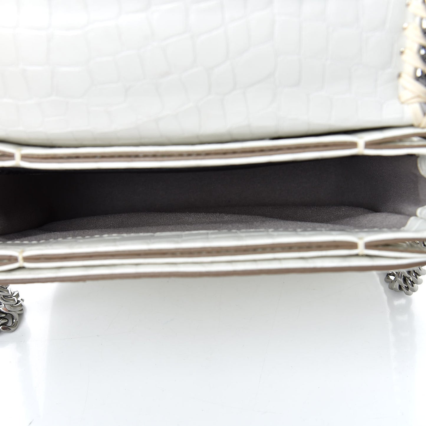 Embossed Crocodile Effect Medium Falabella Box Shoulder Bag Ivory