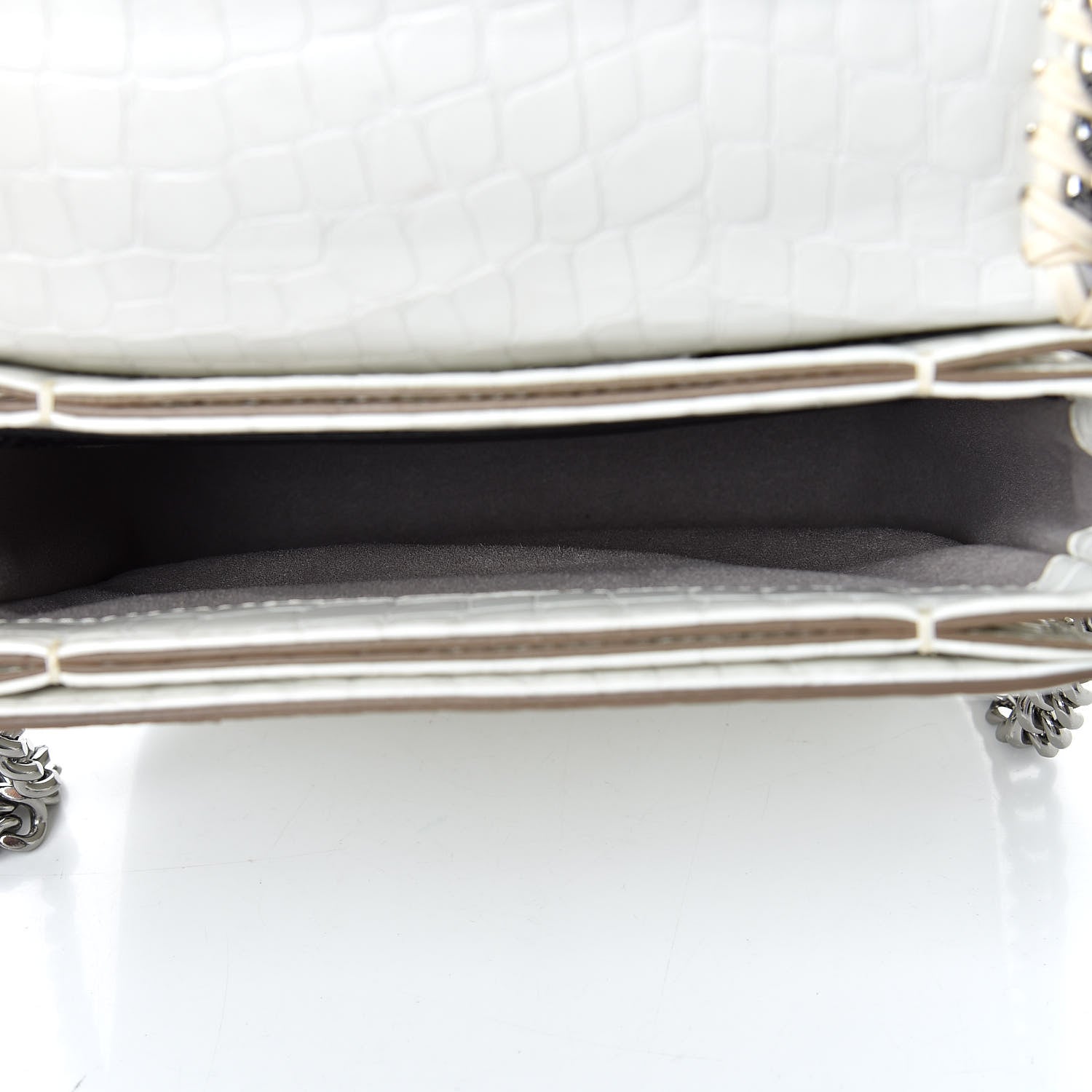 Stella McCartney Embossed Crocodile Effect Medium Falabella Box Shoulder Bag Ivory 5 of 10