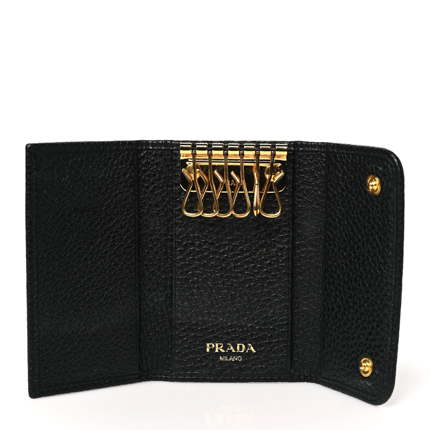 Prada Vitello Grain Move 6 Key Holder Black 1730664 – FASHIONPHILE