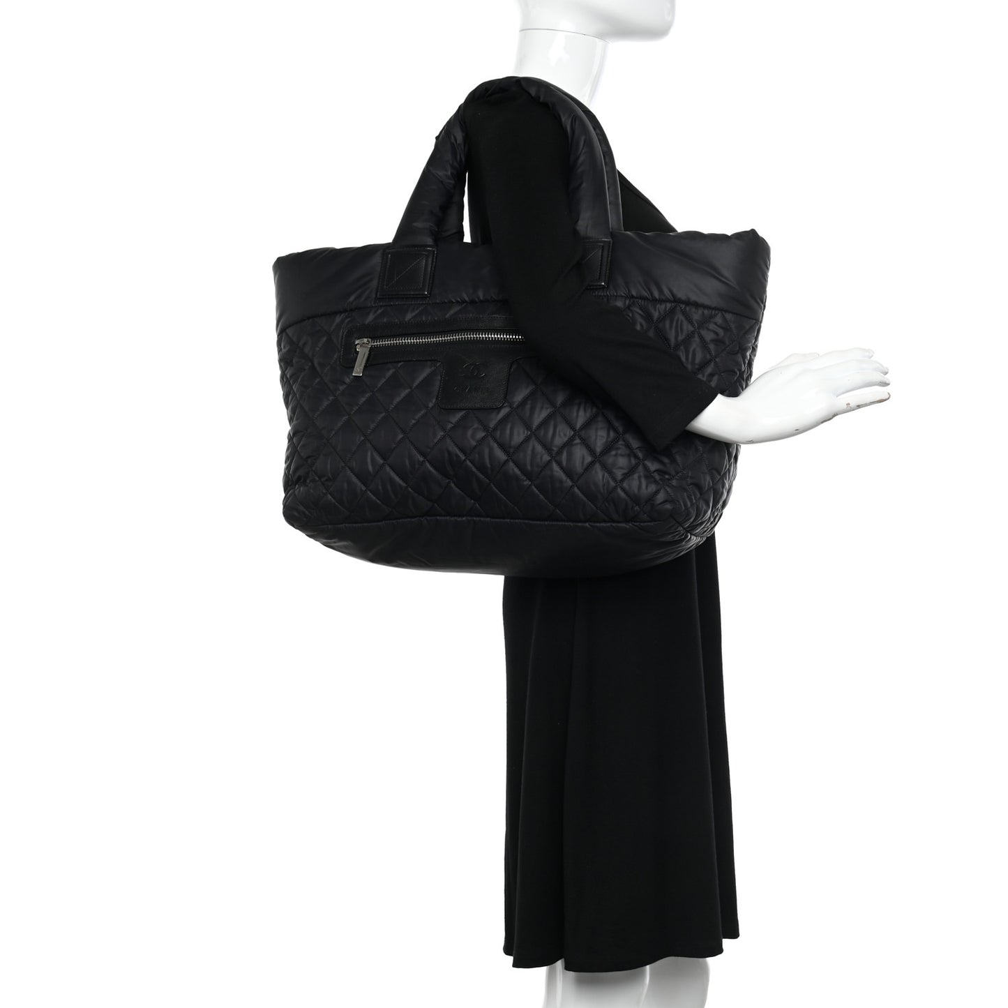 Nylon Quilted Large Coco Cocoon Tote Black