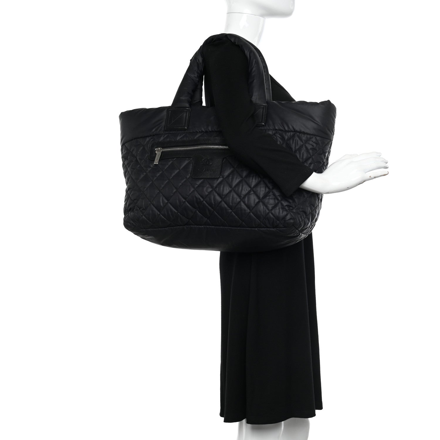 Chanel Nylon Quilted Large Coco Cocoon Tote Black 2 of 12
