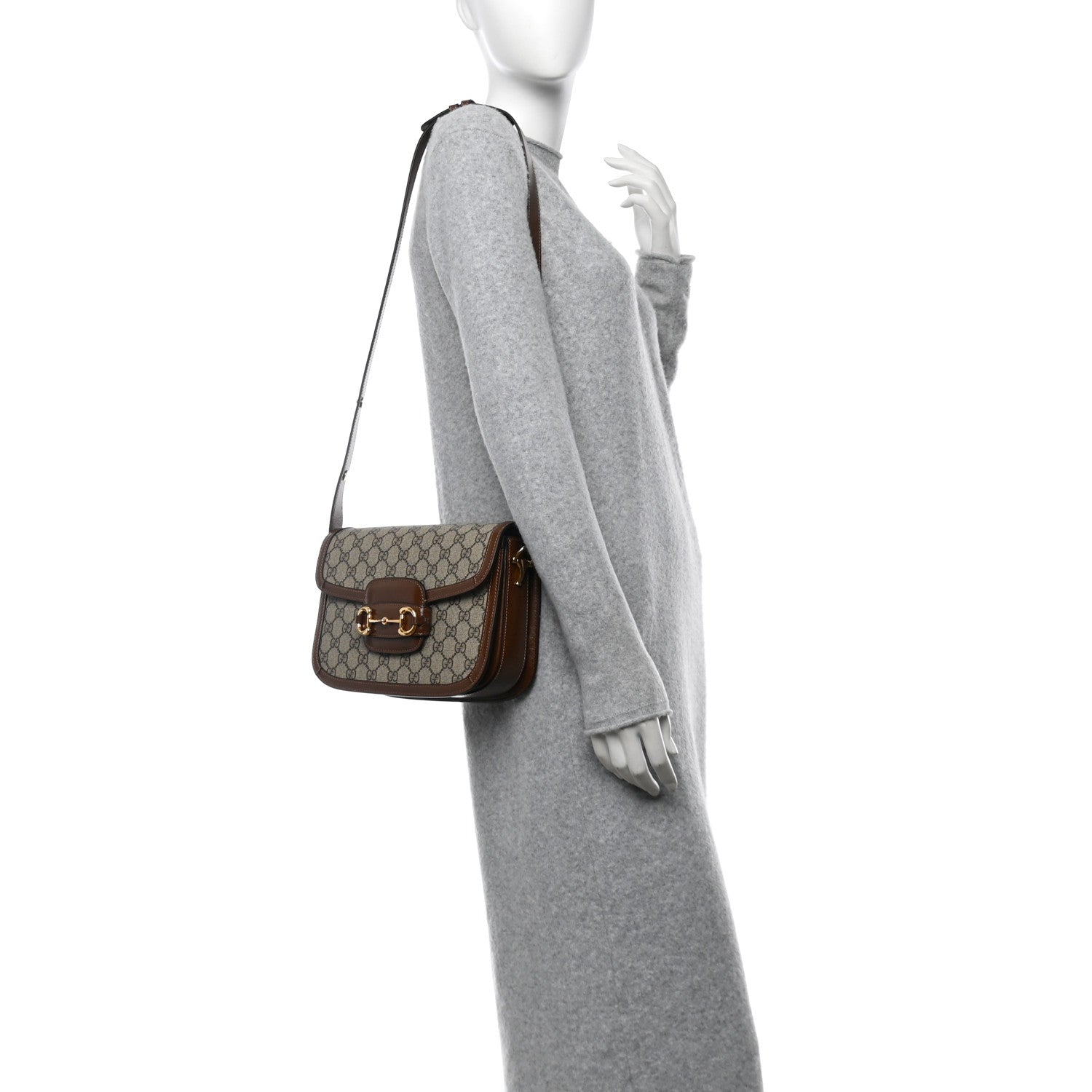 Gucci GG Supreme Monogram Horsebit 1955 Shoulder Bag Beige Brown Sugar 2 of 12
