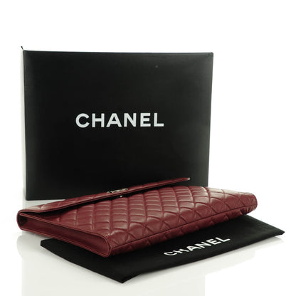 Chanel Calfskin Quilted Document Portfolio Holder Dark Red 4 of 7