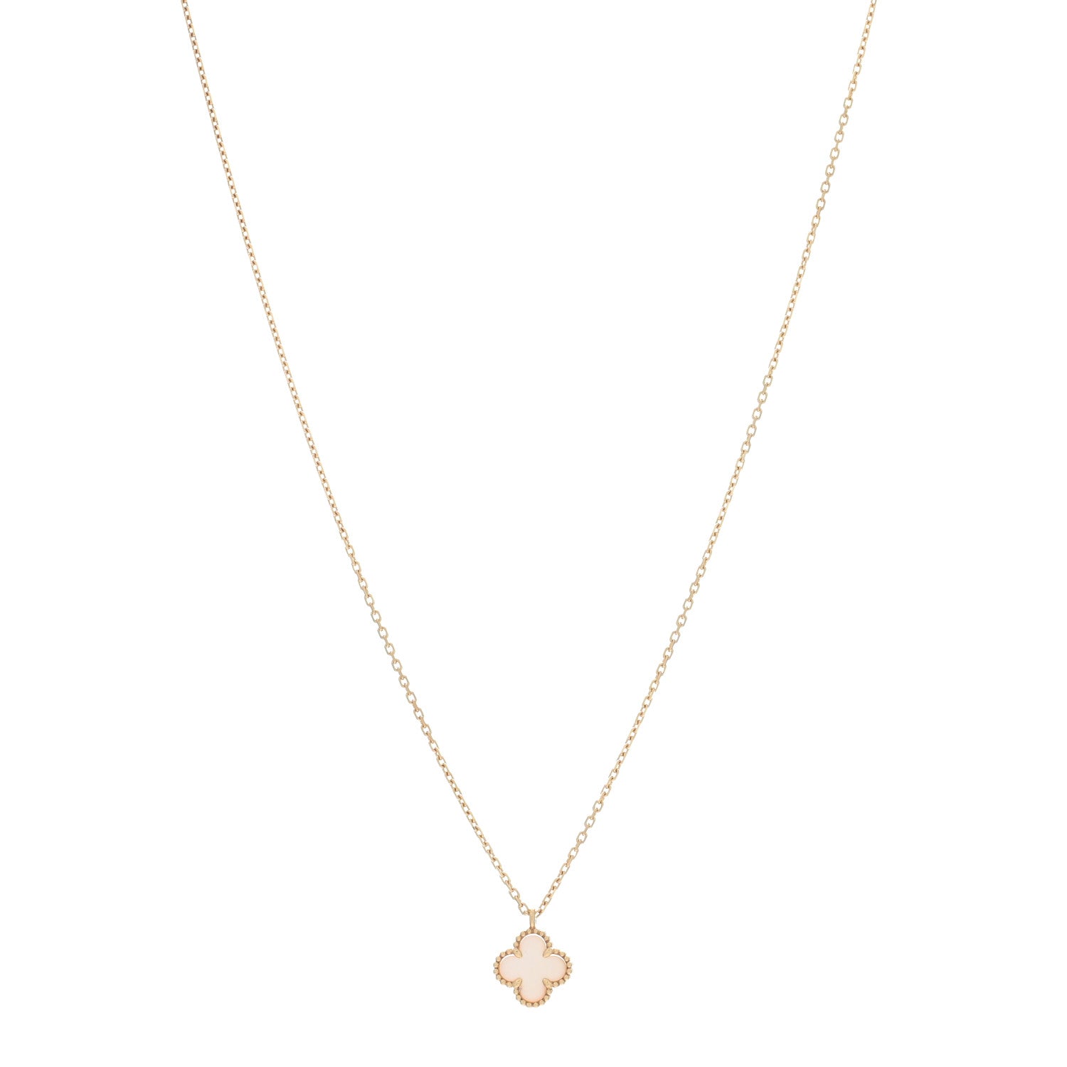 Van Cleef & Arpels 18K Yellow Gold Mother of Pearl Sweet Alhambra Pendant Necklace 1 of 4