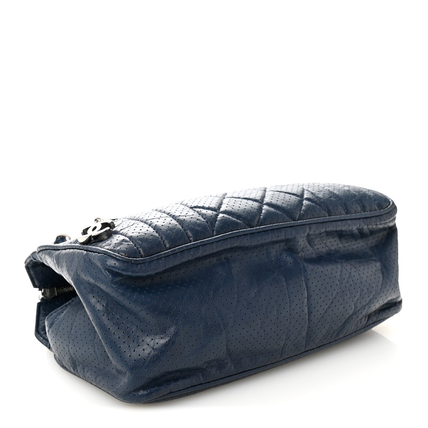 Chanel Calfskin Perforated 50's Satchel Marine Fonce 4 of 12