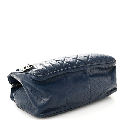 Chanel Calfskin Perforated 50's Satchel Marine Fonce 4 of 12