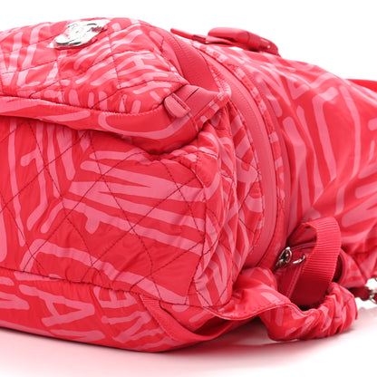 Chanel Nylon Printed Quilted Coco Neige Convertible Backpack Pink 6 of 11