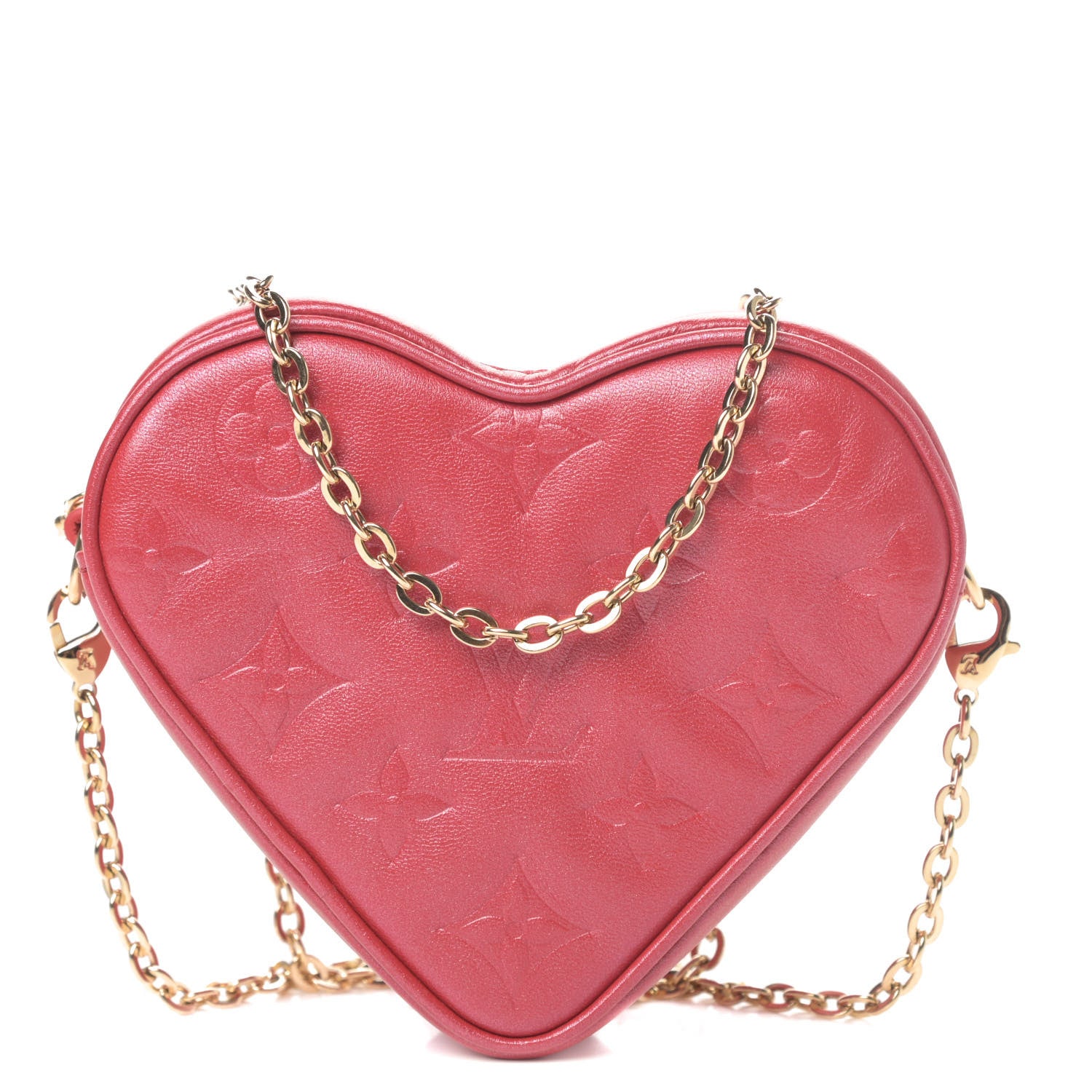 Louis Vuitton Lambskin Embossed Monogram Fall In Love Sac Coeur Heart Chain Bag Lipstick Red 1 of 4