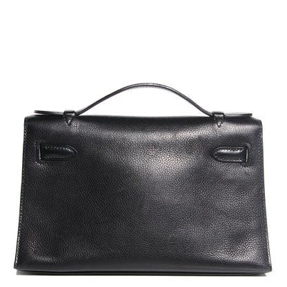 Hermes Chevre Mysore Kelly Pochette Clutch Black 4 of 21
