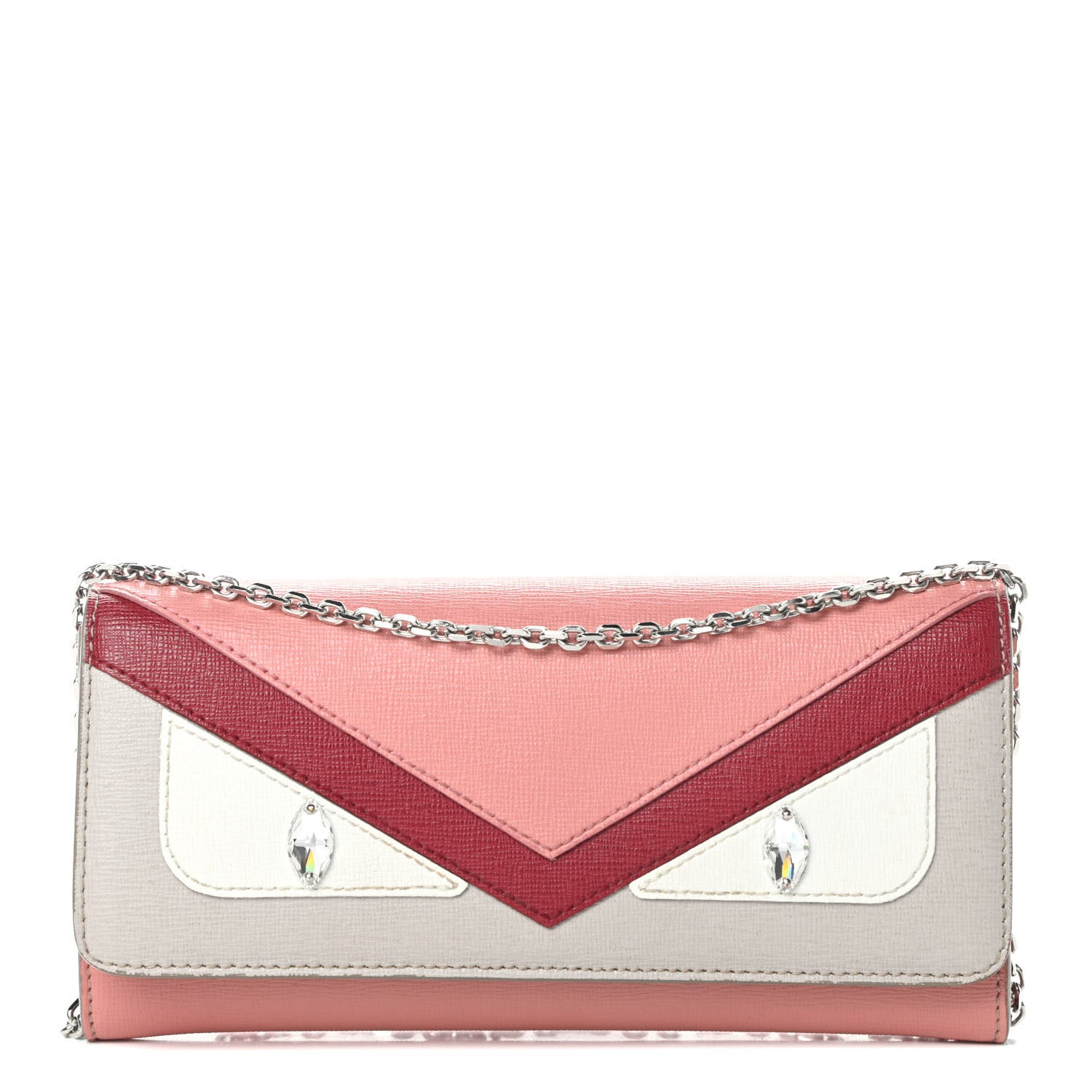 Fendi Vitello Elite Crystal Eye Monster Continental Wallet on Chain Grigio Polvere Ribes Multicolor 1 of 13