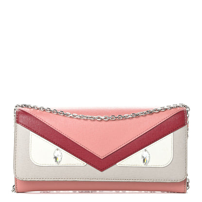 Fendi Vitello Elite Crystal Eye Monster Continental Wallet on Chain Grigio Polvere Ribes Multicolor 1 of 13