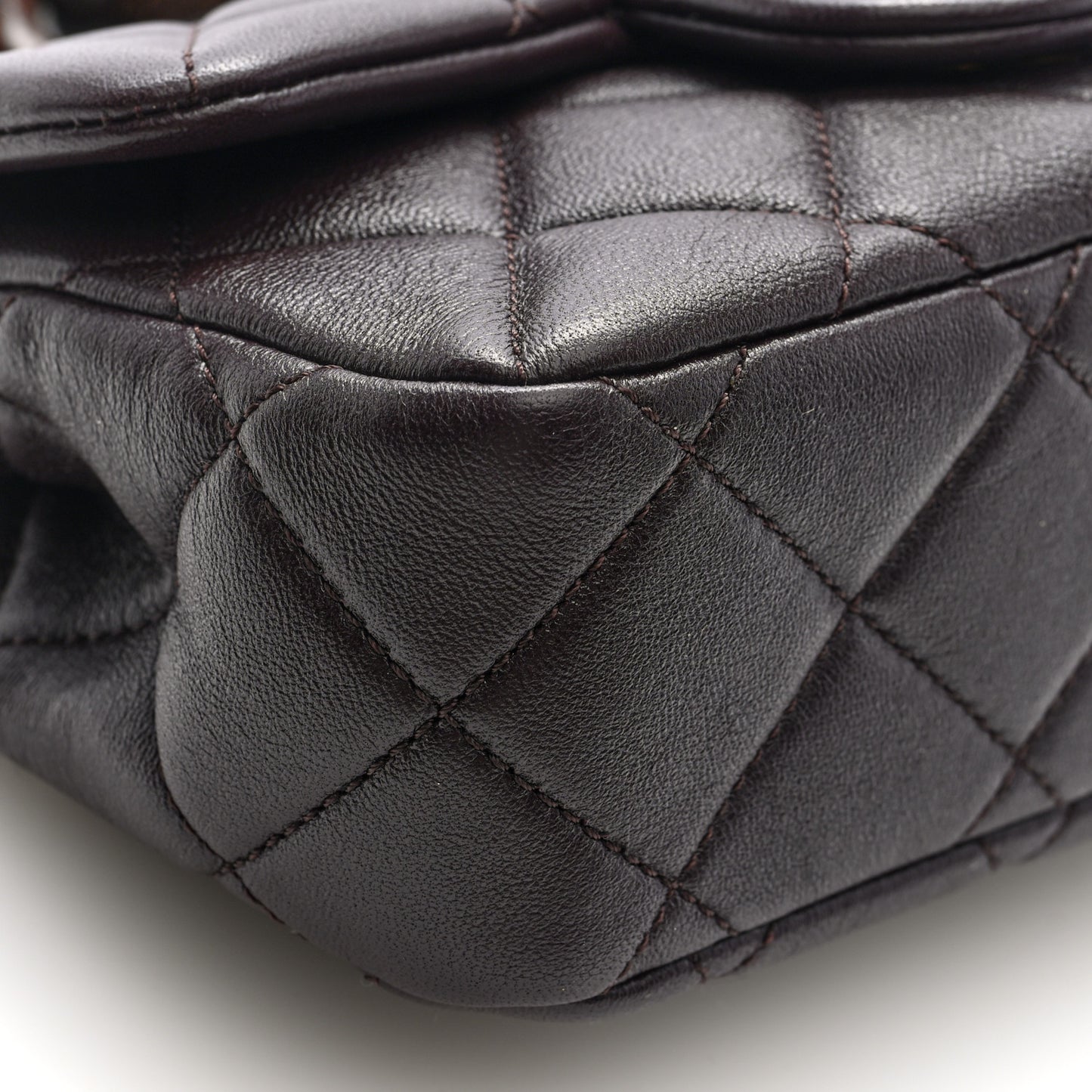 Lambskin Wenge Quilted Mini Fashion Wood Square Flap Brown