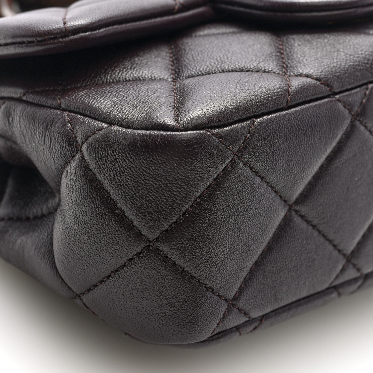 Chanel Lambskin Wenge Quilted Mini Fashion Wood Square Flap Brown 9 of 10