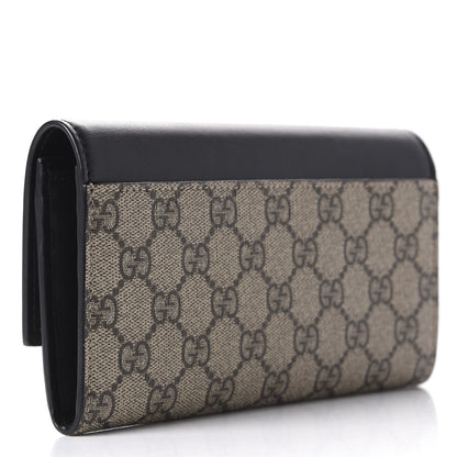 Gucci Calfskin GG Supreme Monogram Continental Wallet Black 3 of 9