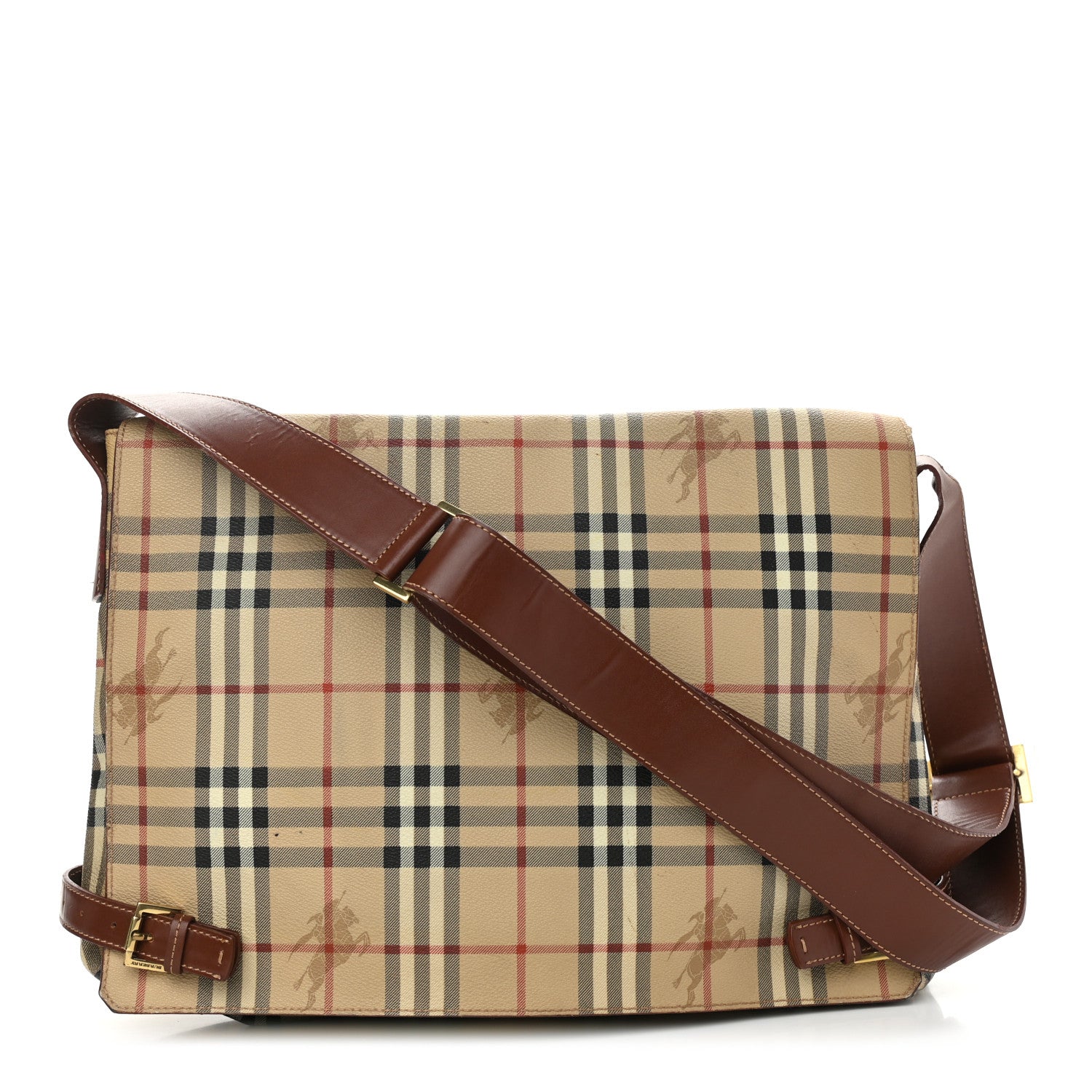 Burberry Haymarket Check Messenger Bag Brown 1 of 21