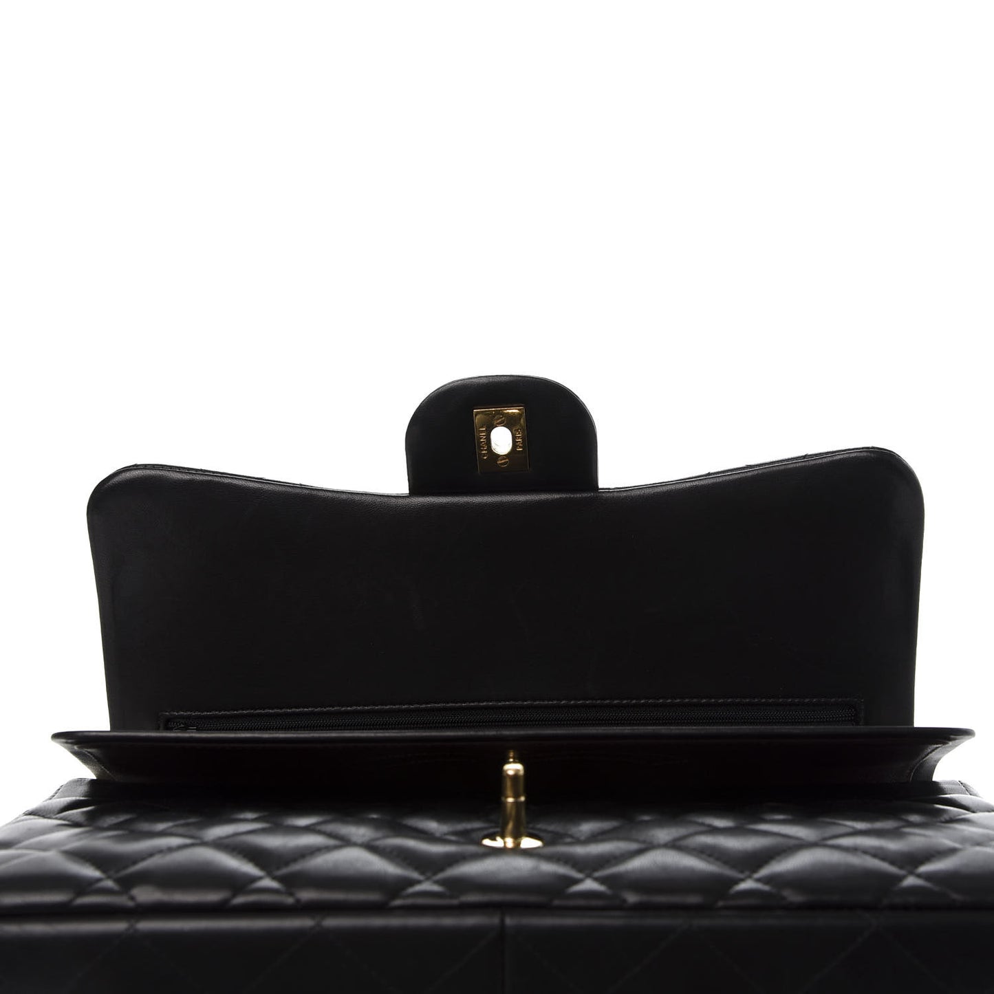 Lambskin Quilted Jumbo Double Flap Black