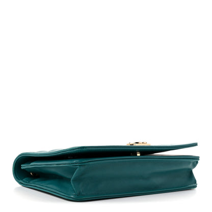 Chanel Lambskin Quilted Boy Wallet On Chain WOC Green 4 of 12