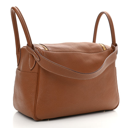Hermes Taurillon Clemence Verso Lindy 30 Gold Rouge Tomate 2 of 9