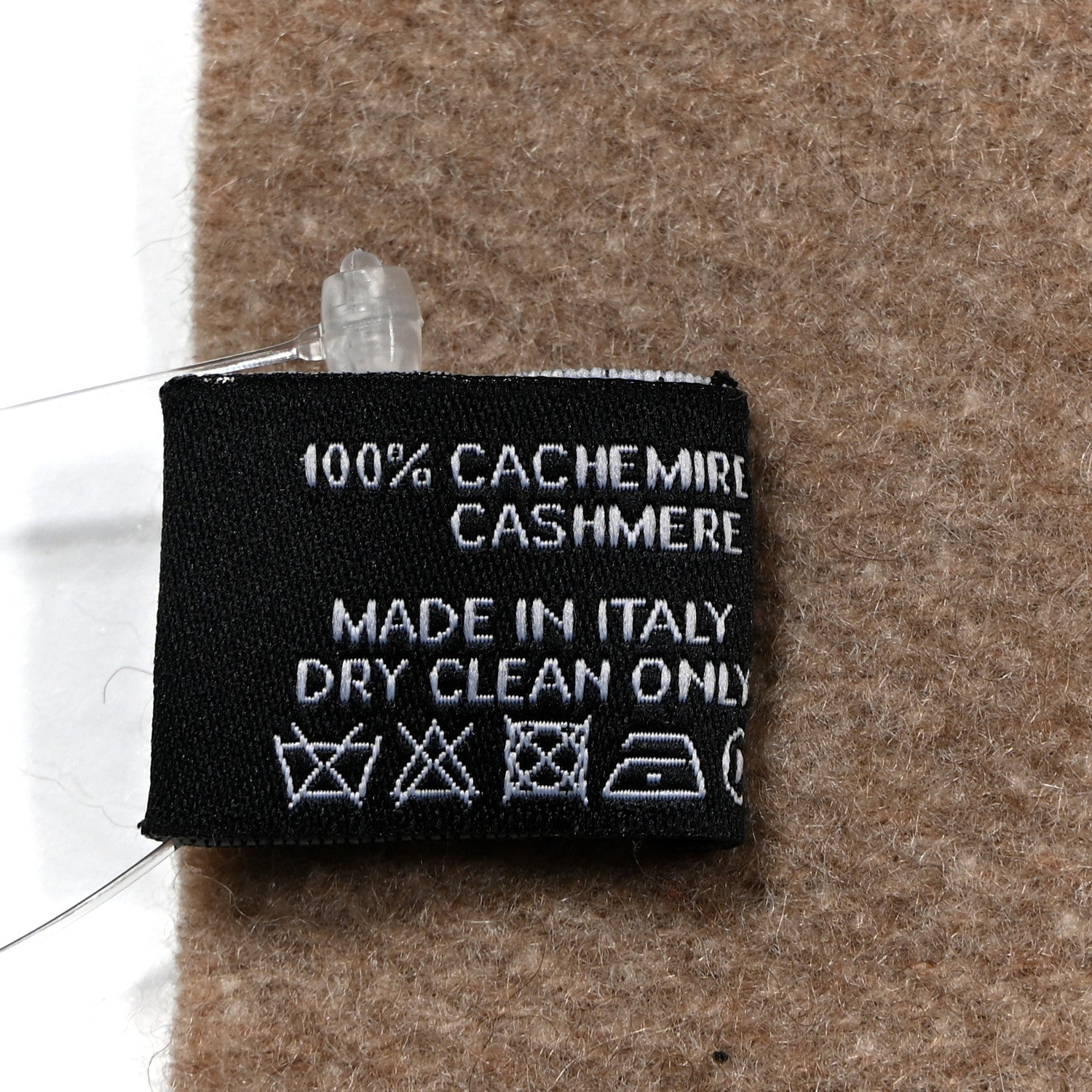 Chanel Cashmere CC Fringe Stole Beige White 5 of 5