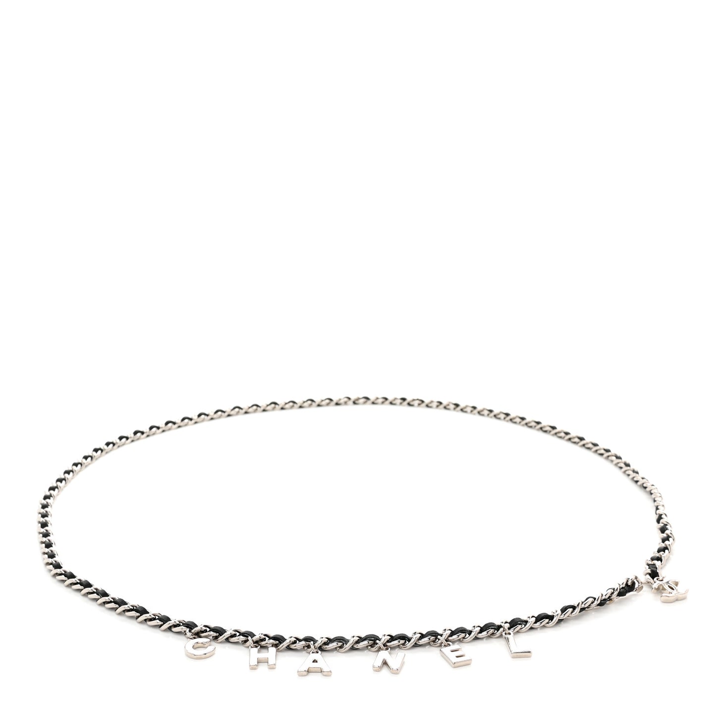 Lambskin Chain Logo Belt Black Gold