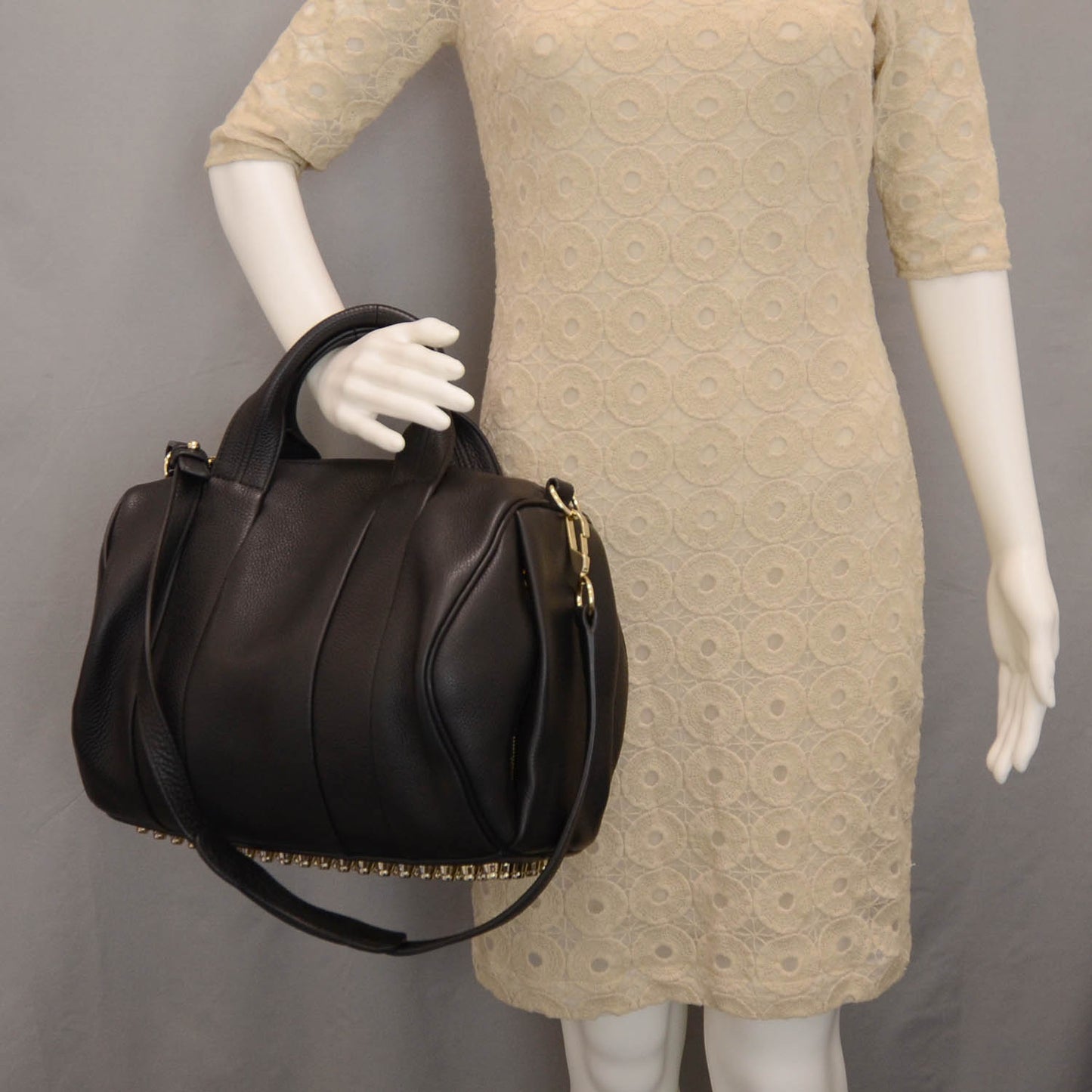 Leather Rocco w Light Gold Hardware Black