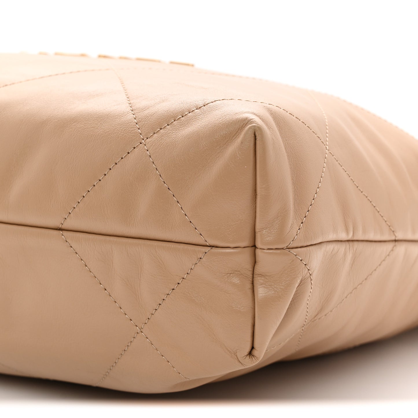 Shiny Calfskin Quilted Small Chanel 22 Beige