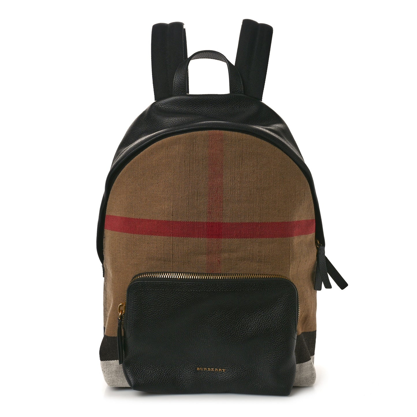 Mega Check Calfskin Abbeydale Simple Backpack Black Camel