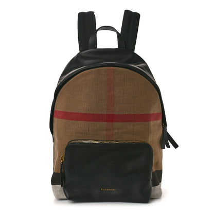 Burberry Mega Check Calfskin Abbeydale Simple Backpack Black Camel 1 of 9