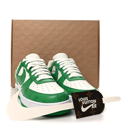 Louis Vuitton X NIKE AIR FORCE 1 Calfskin Monogram Mens Low Top Sneakers 8 Green 9 of 9