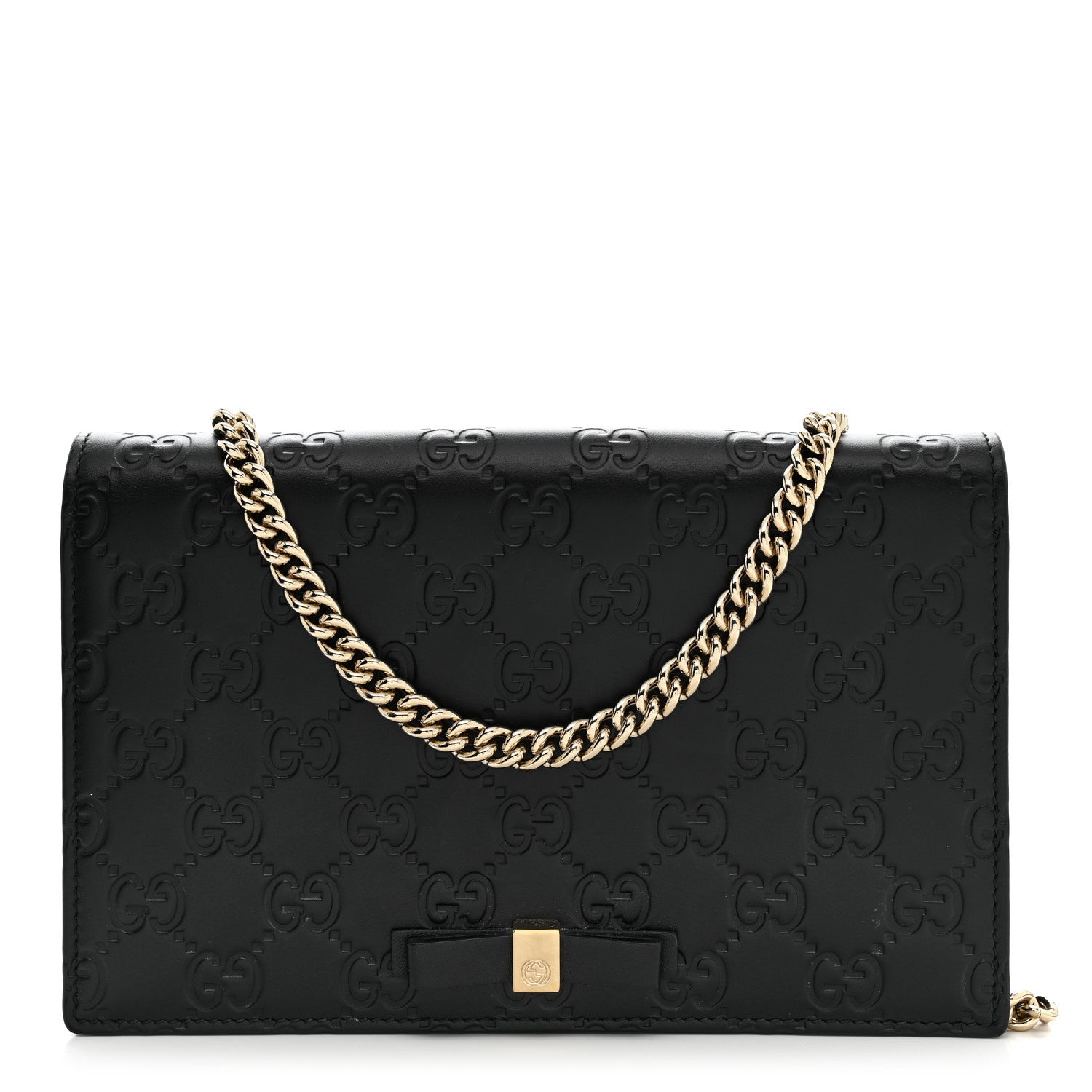 Gucci Guccissima Signature Bowy Chain Wallet Black 1 of 10