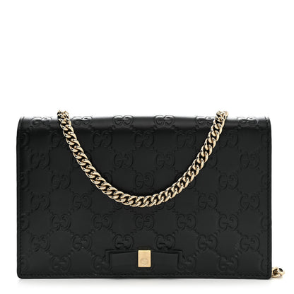 Gucci Guccissima Signature Bowy Chain Wallet Black 1 of 10