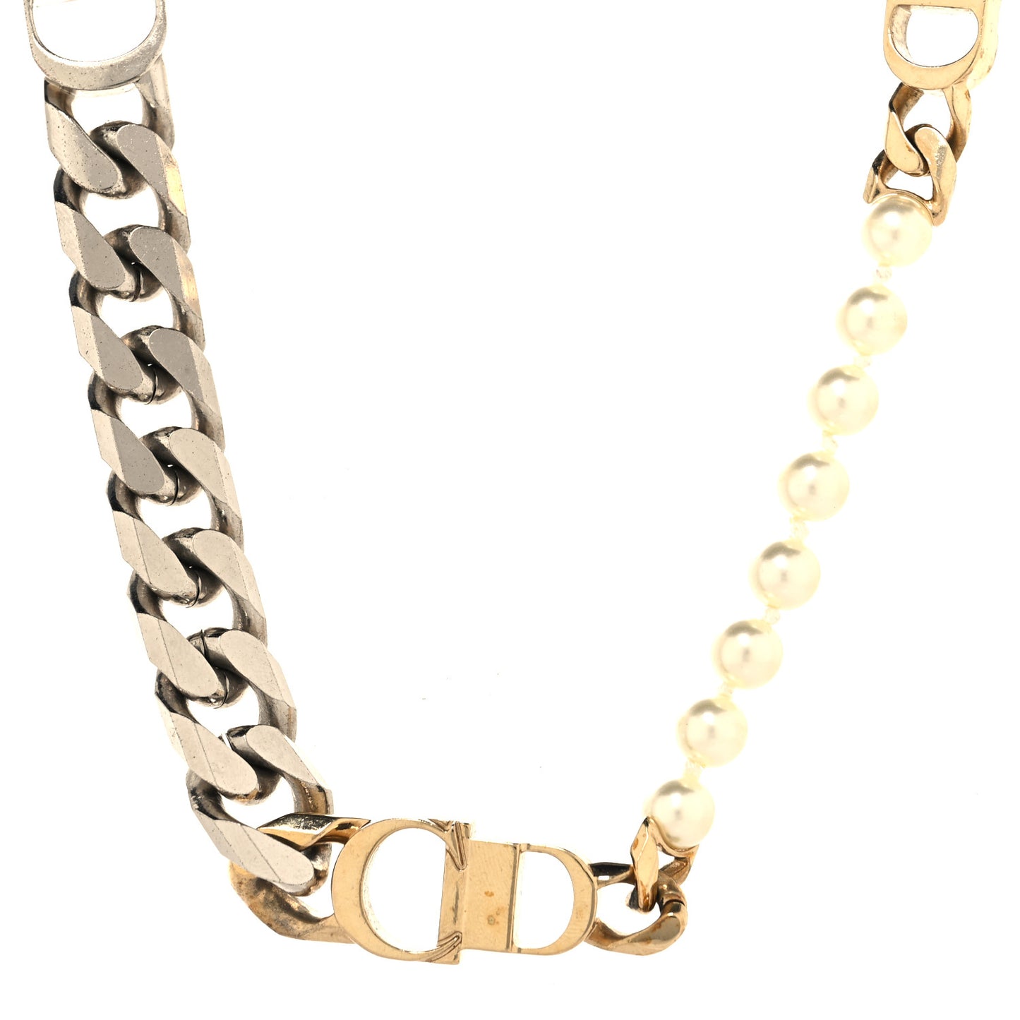 Metal Pearl Danseuse Etoile Chain Choker Necklace Gold Silver