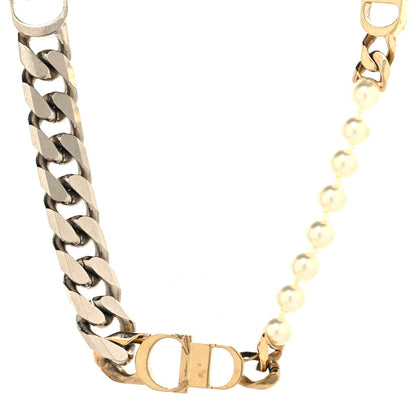 Christian Dior Metal Pearl Danseuse Etoile Chain Choker Necklace Gold Silver 1 of 6