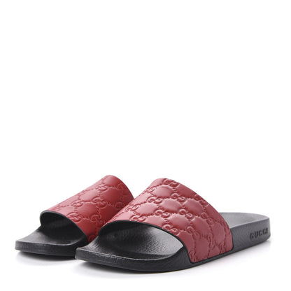 Gucci Guccissima Signature Slide Sandals 37 Hibiscus Red 3 of 10