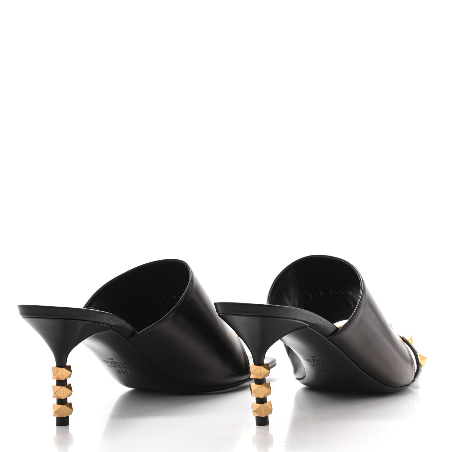 Nappa Rockstud Tower Heel Mules 39.5 Black