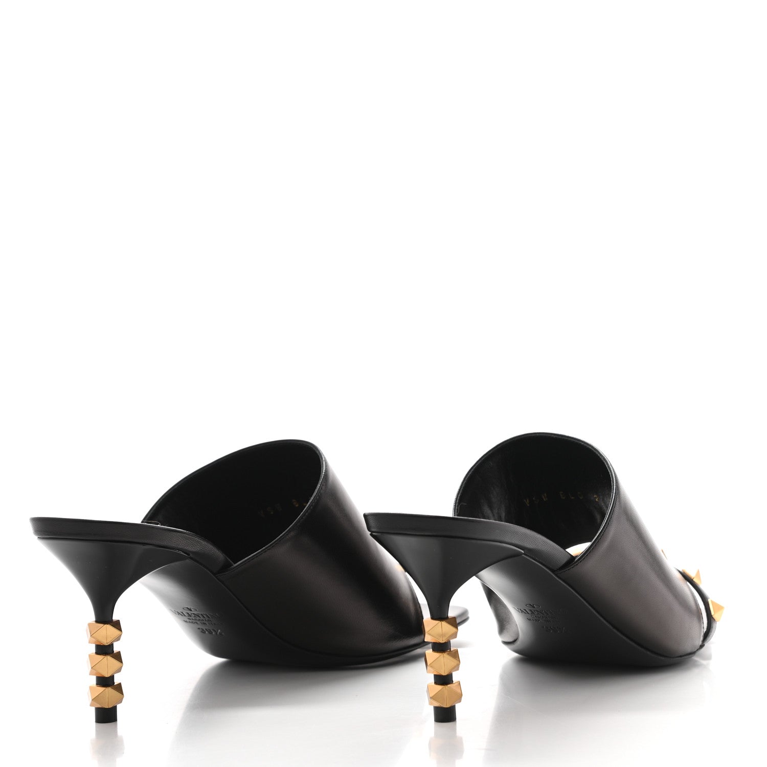 Valentino Garavani Nappa Rockstud Tower Heel Mules 39.5 Black 4 of 8