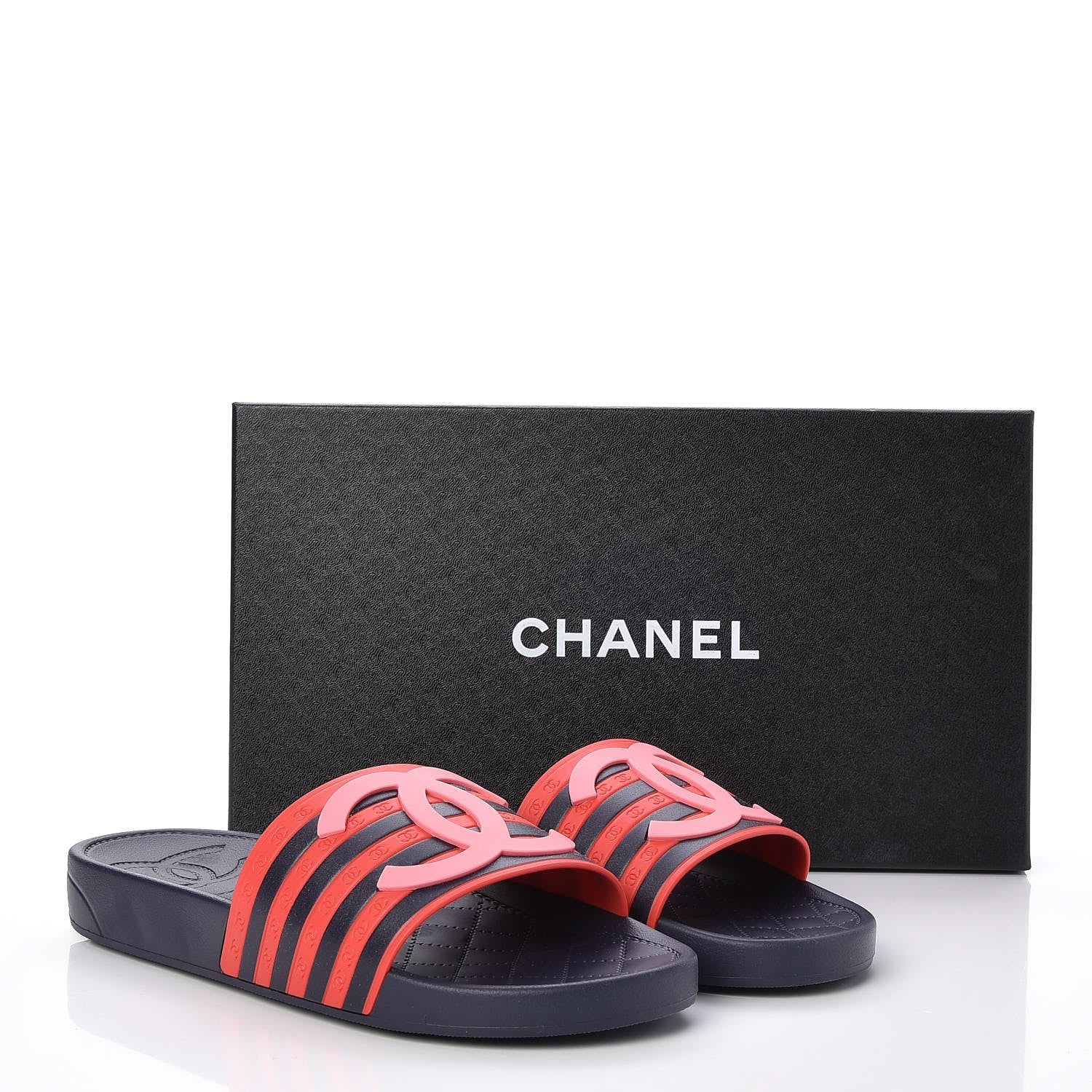 Chanel Rubber CC Flat Slide Sandals 39 Pink Red 8 of 8
