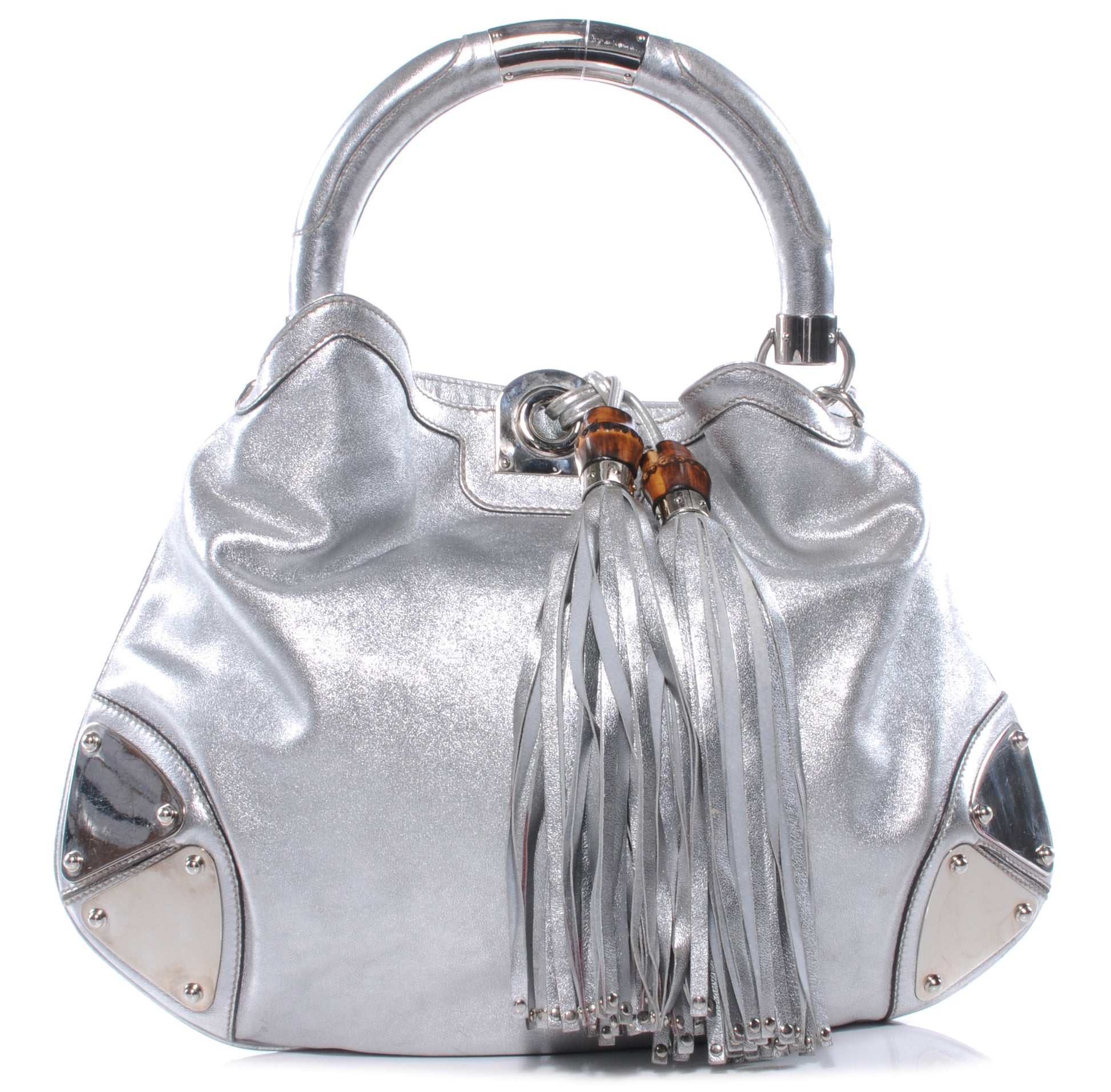 Gucci Leather Medium Indy Top Handle Hobo Silver 1 of 7