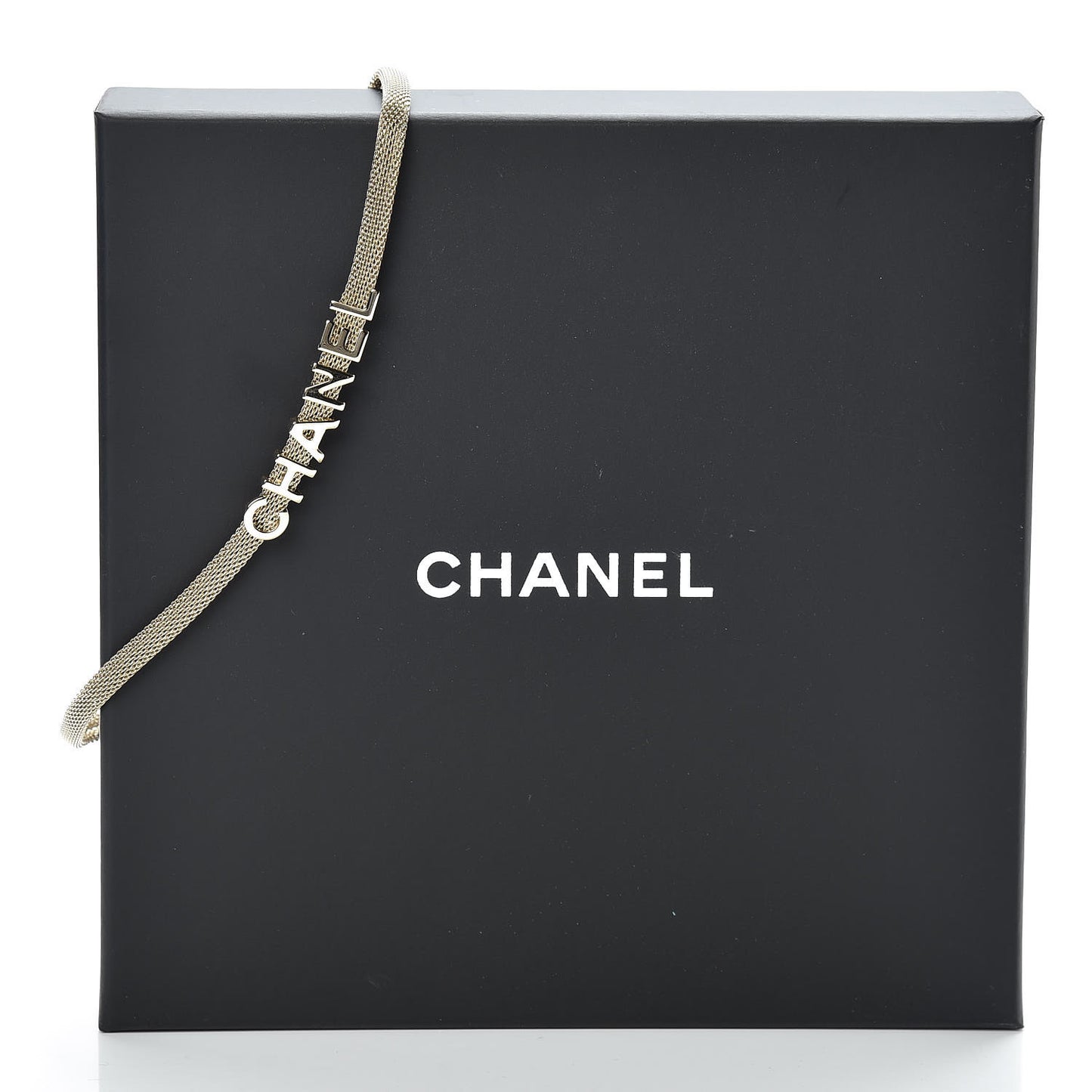 Mesh Logo Choker Necklace Gold