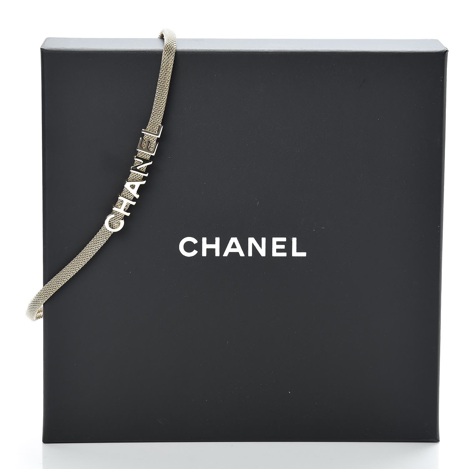 Chanel Mesh Logo Choker Necklace Gold 5 of 5