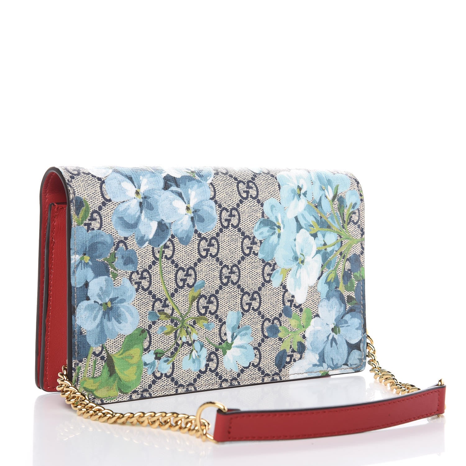 Gucci GG Supreme Monogram Blooms Chain Wallet Blue 3 of 8