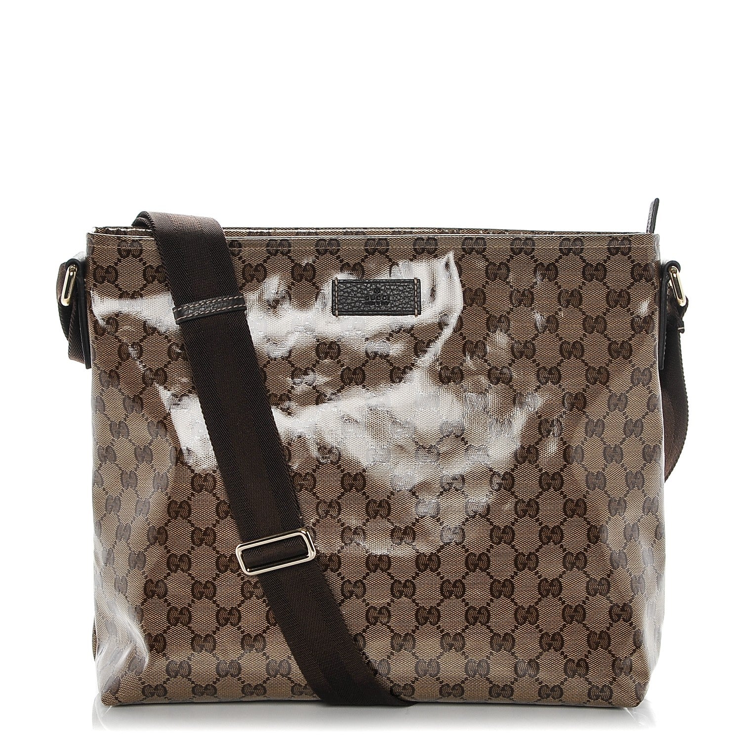 Gucci Crystal Monogram Large Flat Messenger Bag Dark Brown 1 of 7