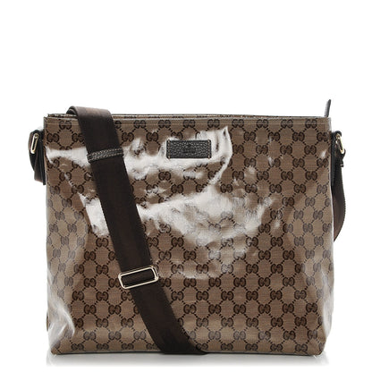 Gucci Crystal Monogram Large Flat Messenger Bag Dark Brown 1 of 7