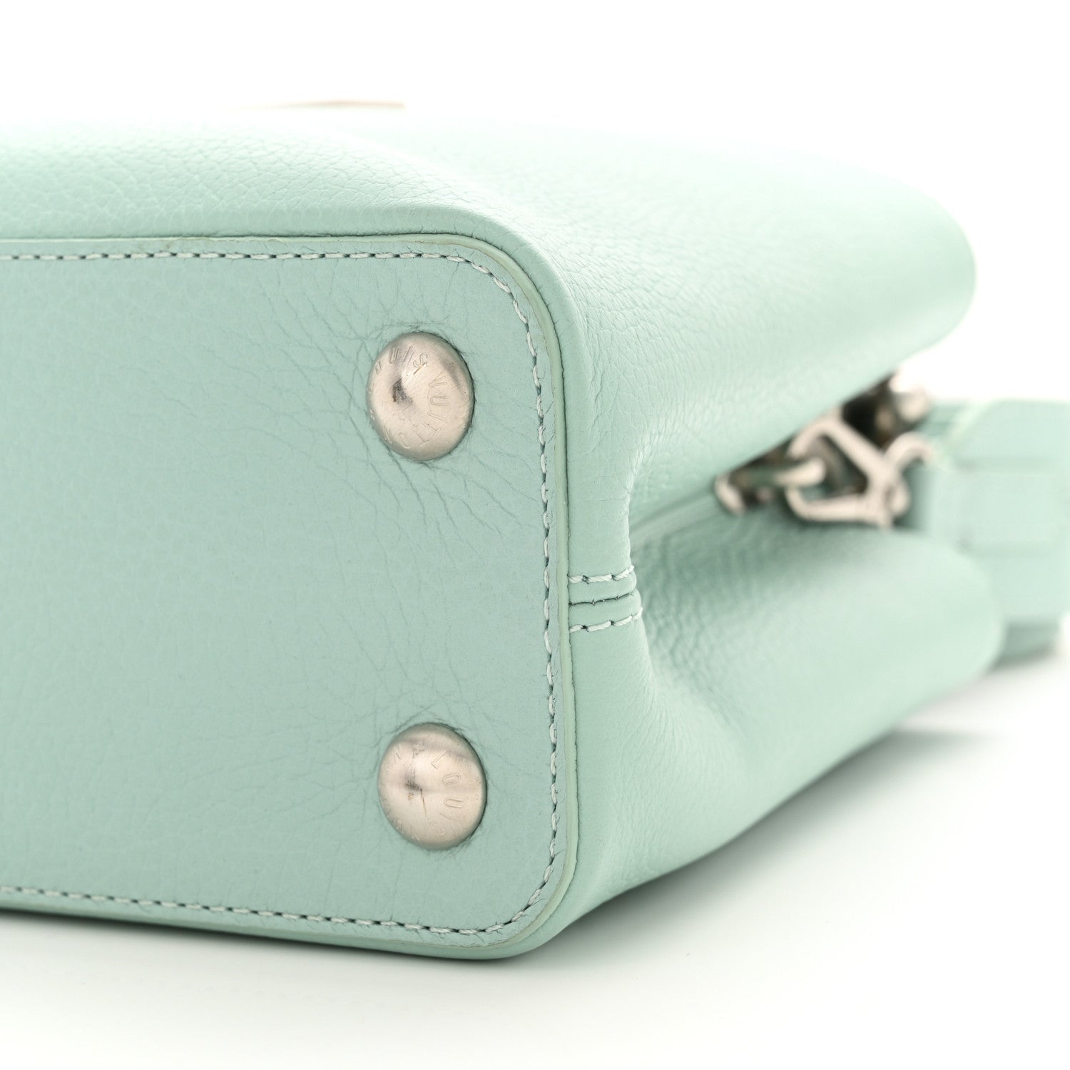 Louis Vuitton Taurillon Matte Brushed Metal Handle Capucines BB Light Blue 10 of 10