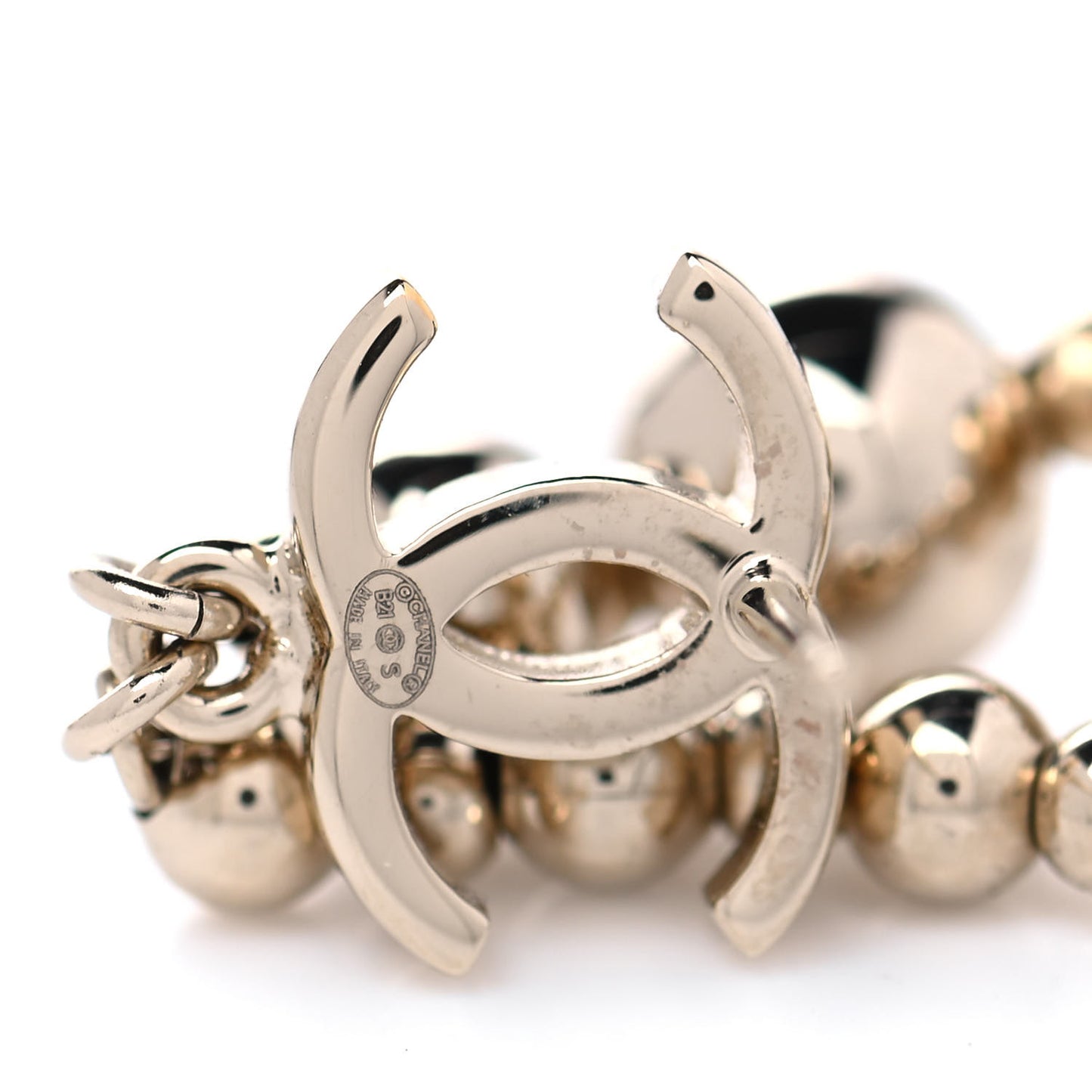 Metal CC Bead Drop Earrings Gold