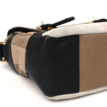 Burberry Canvas Mega Check Small Baildon Messenger Bag Black 9 of 10