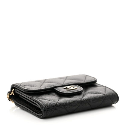 Chanel Caviar Quilted Flap Card Holder On Chain Black 4 of 12
