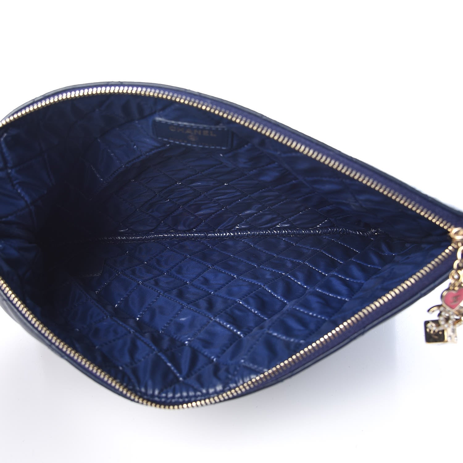 Chanel Lambskin Quilted Medium Casino Beauty CC Cosmetic Case Navy 5 of 8