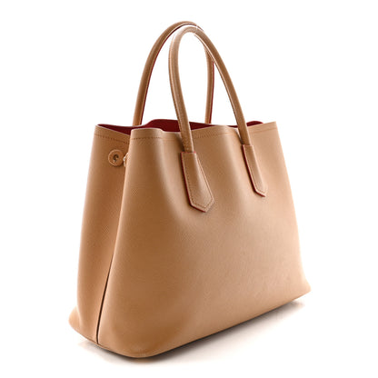 Prada Saffiano Cuir Medium Double Handle Bag Caramel Fuoco 3 of 10