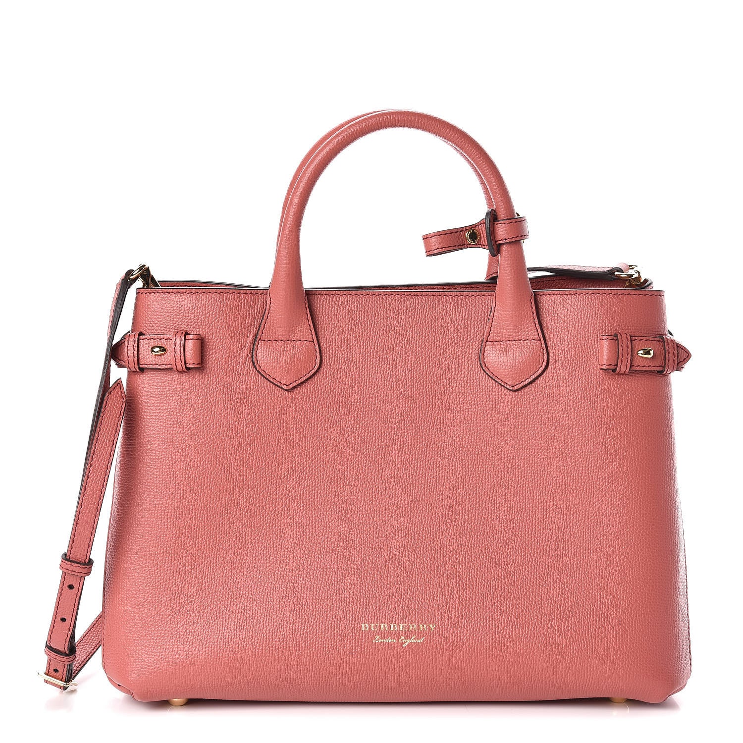 Burberry Grainy Calfskin House Check Medium Banner Tote Mauve Pink 1 of 11
